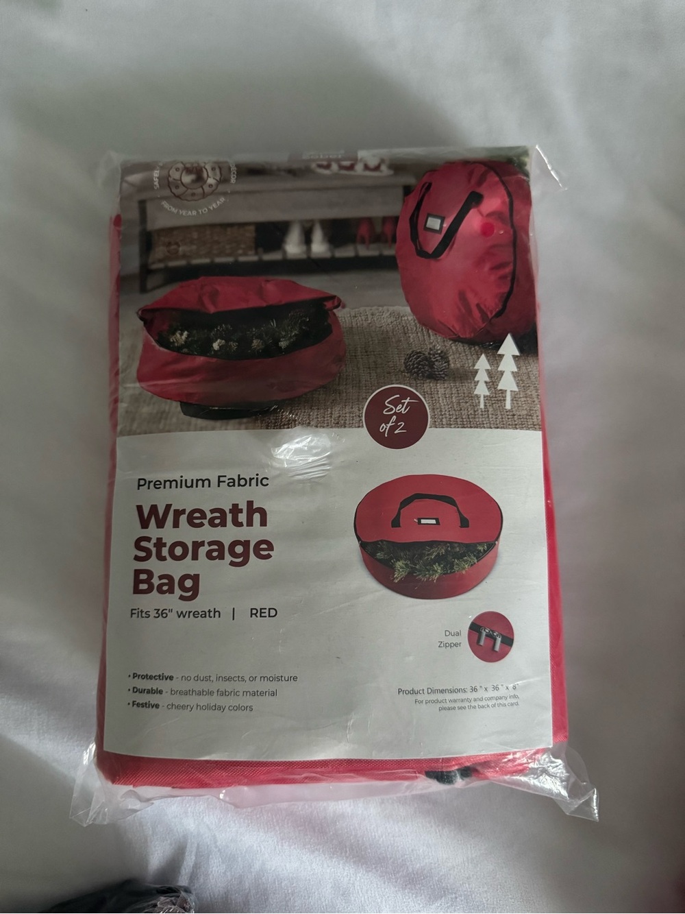 Wreath Storage Bag Set of 2 – Red